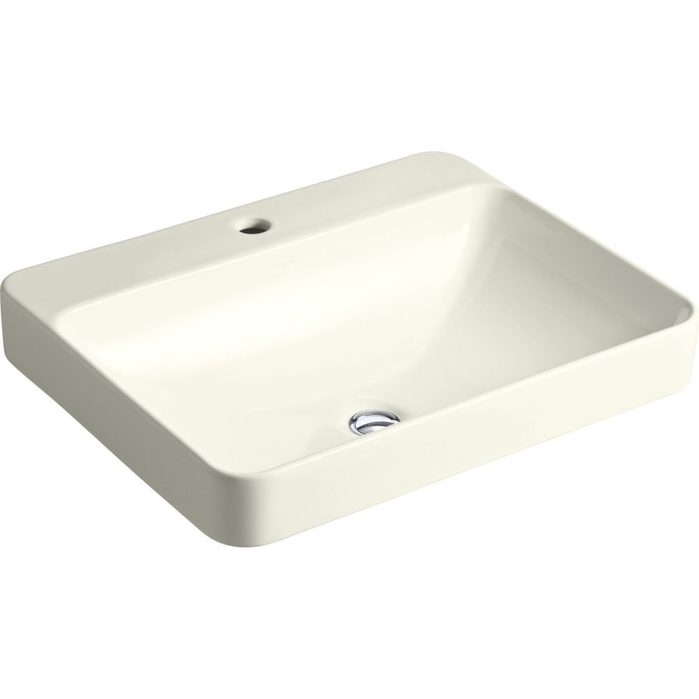 KOHLER K-2660-1-96 Vox 矩形ベッセル上カウンターバスルームシンク 水道の栓穴 ビスキット