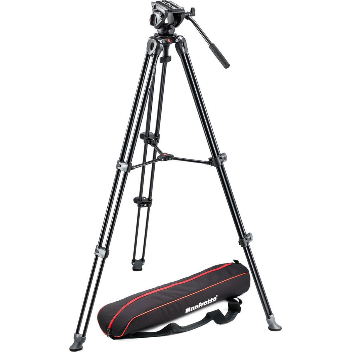 Manfrotto ビデオキット レバー式ロック アルミ 3段 ゴム石突 クイックシュー 水準器 フリュード機構 専用ケース付 MSタイプ MVK500AM|global研究所