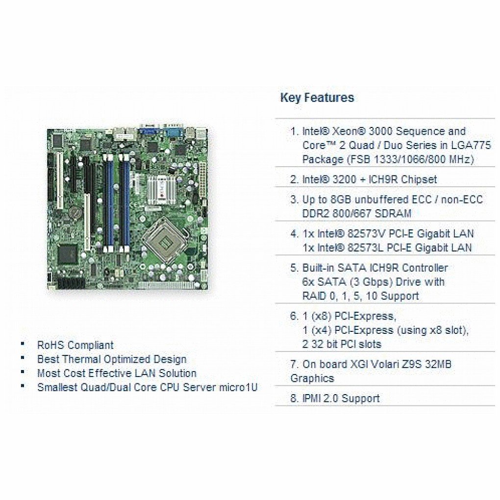 Supermicro Intel 3200 / FSB x7sbl-ln2-b lga775 / 1333 / V & 2gbe / mATXマザーボードサーバー、バルク|global研究所