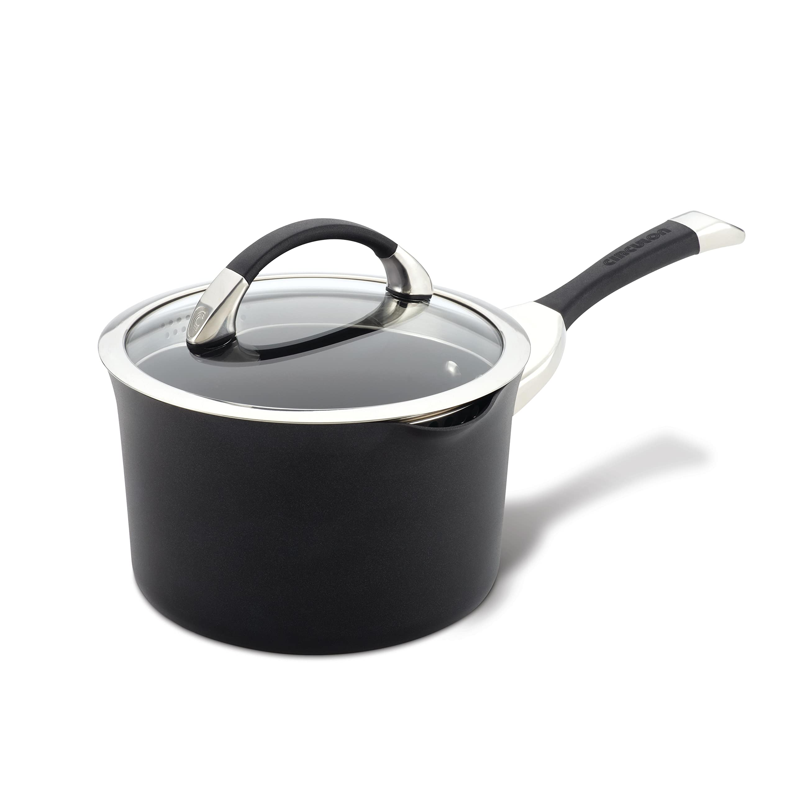 Circulon Symmetry Hard Anodized Nonstick 3-1/2-Quart Straining Saucepan Black by Circulon
