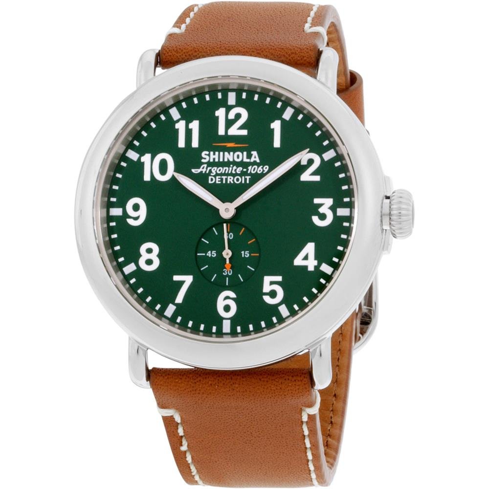 Shinola The Runwell グリーンダイヤル メープルアニリン ラティーゴレザー メンズウォッチ S0100038 グリーン/ブラウンレザー。 One Size クォーツムーブメント。 68,494円