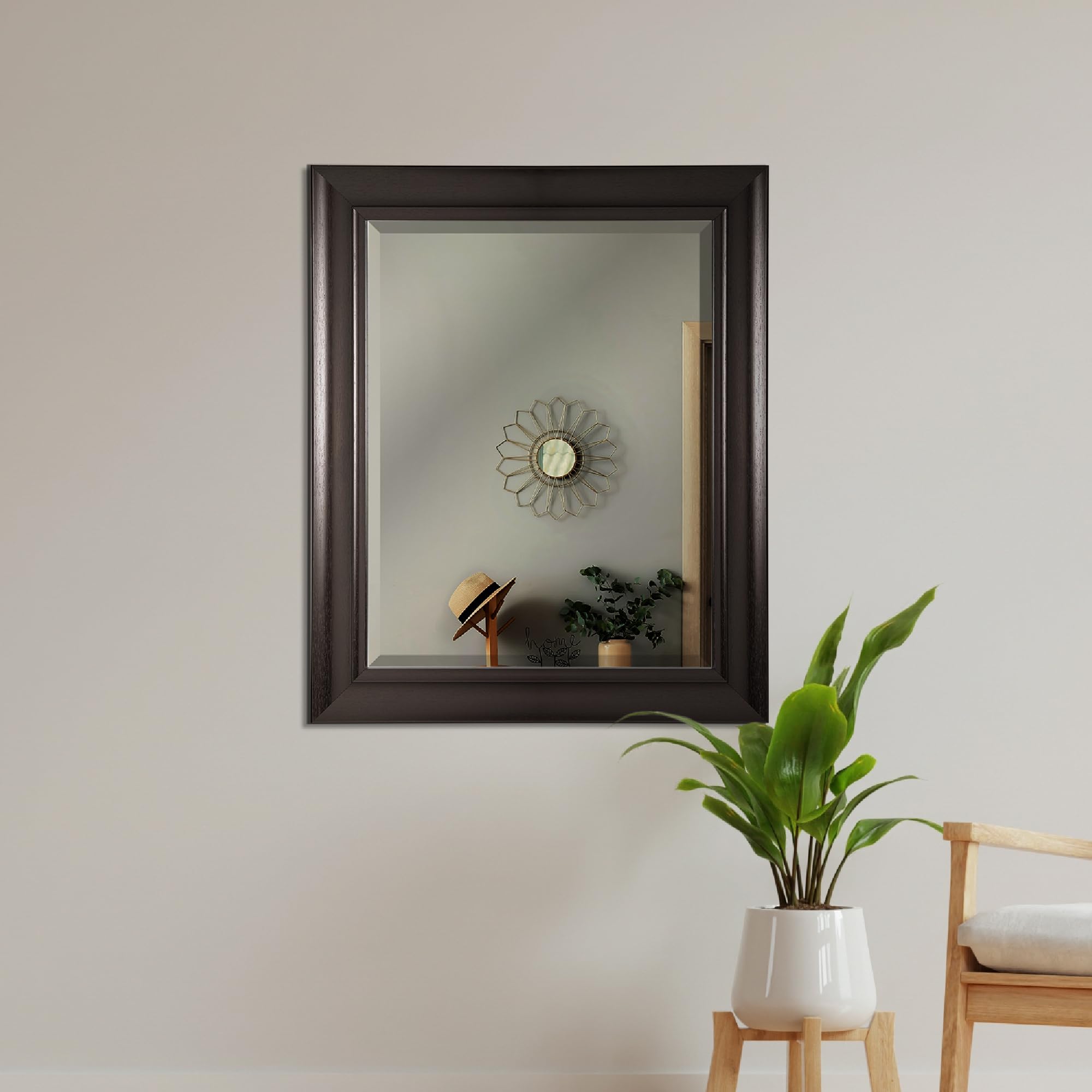 Head West かざり付ける用エスプレッソベベルミラー | 矩形型 - 気泡管水準器\u0026垂直方向マウント - 2階建てバス御部屋やリビング御部屋のかざり付けるに至適 - 28.5 x 34.5in