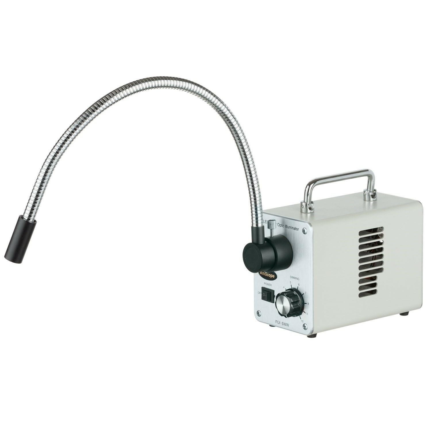AmScope 50W LED光ファイバーシングルグースネックライト顕微鏡イルミネーター