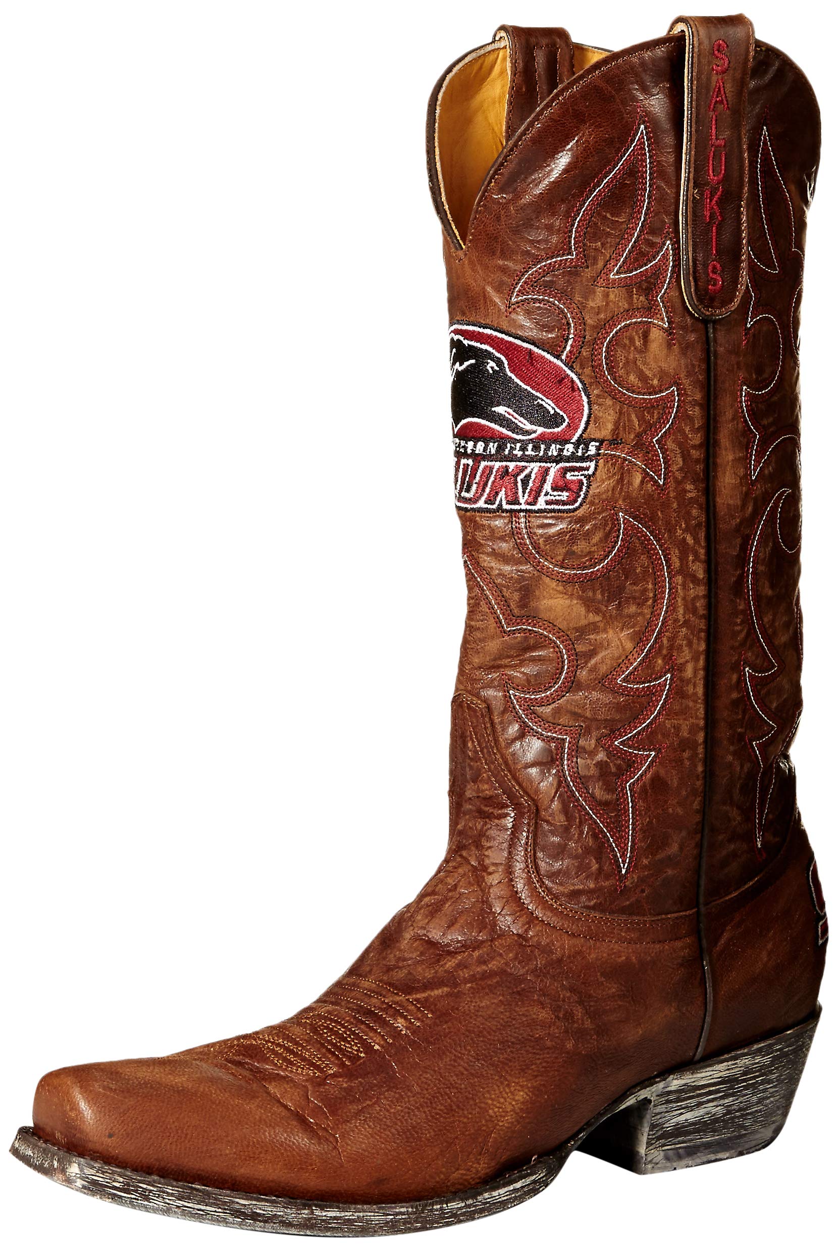 NCAA Southern Illinois Salukis メンズ ボードルームスタイルブーツ、真鍮、9.5 D (M) US