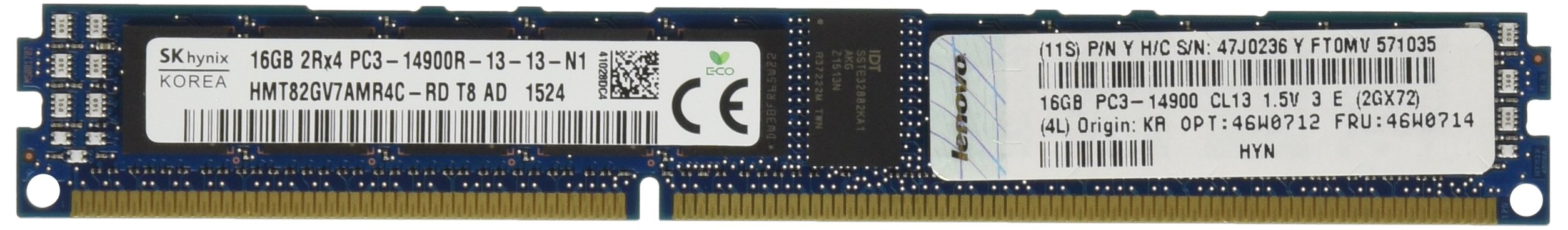 レノボ・ジャパン 16GB(1x16GB 2Rx4 1.5V)PC3-14900 1866MHz VLP RDIMM 46W0712