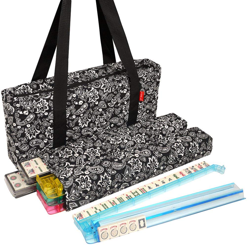 [アメリカン大広間大売り出し]American-Wholesaler Inc. NEW! American Mah Jongg Set 166 Ivory Tiles with AllInOne Rack/Pushers  Black Paisley Soft [並行輸入品]