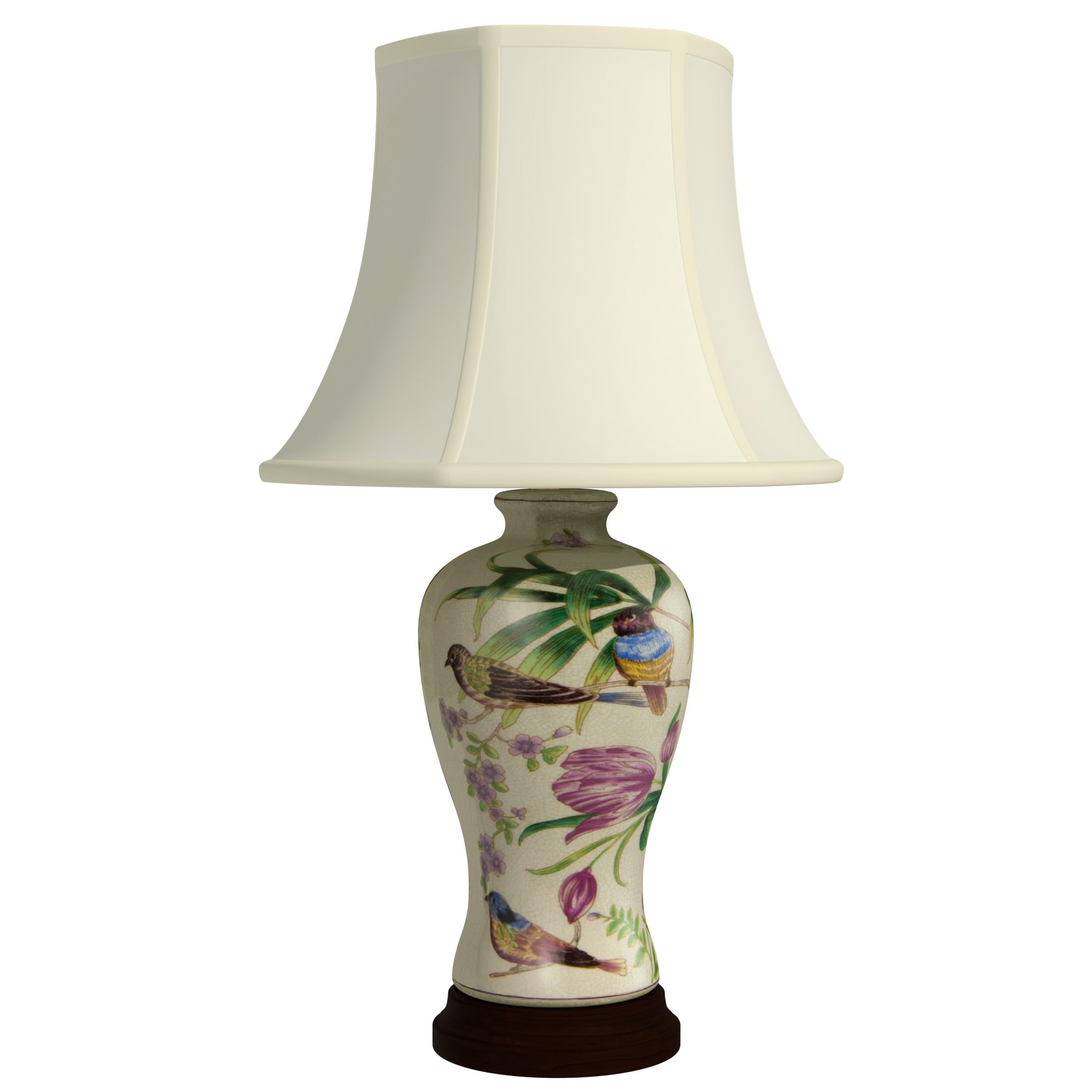 Oriental家具29 フローラルホワイト磁器ランプ