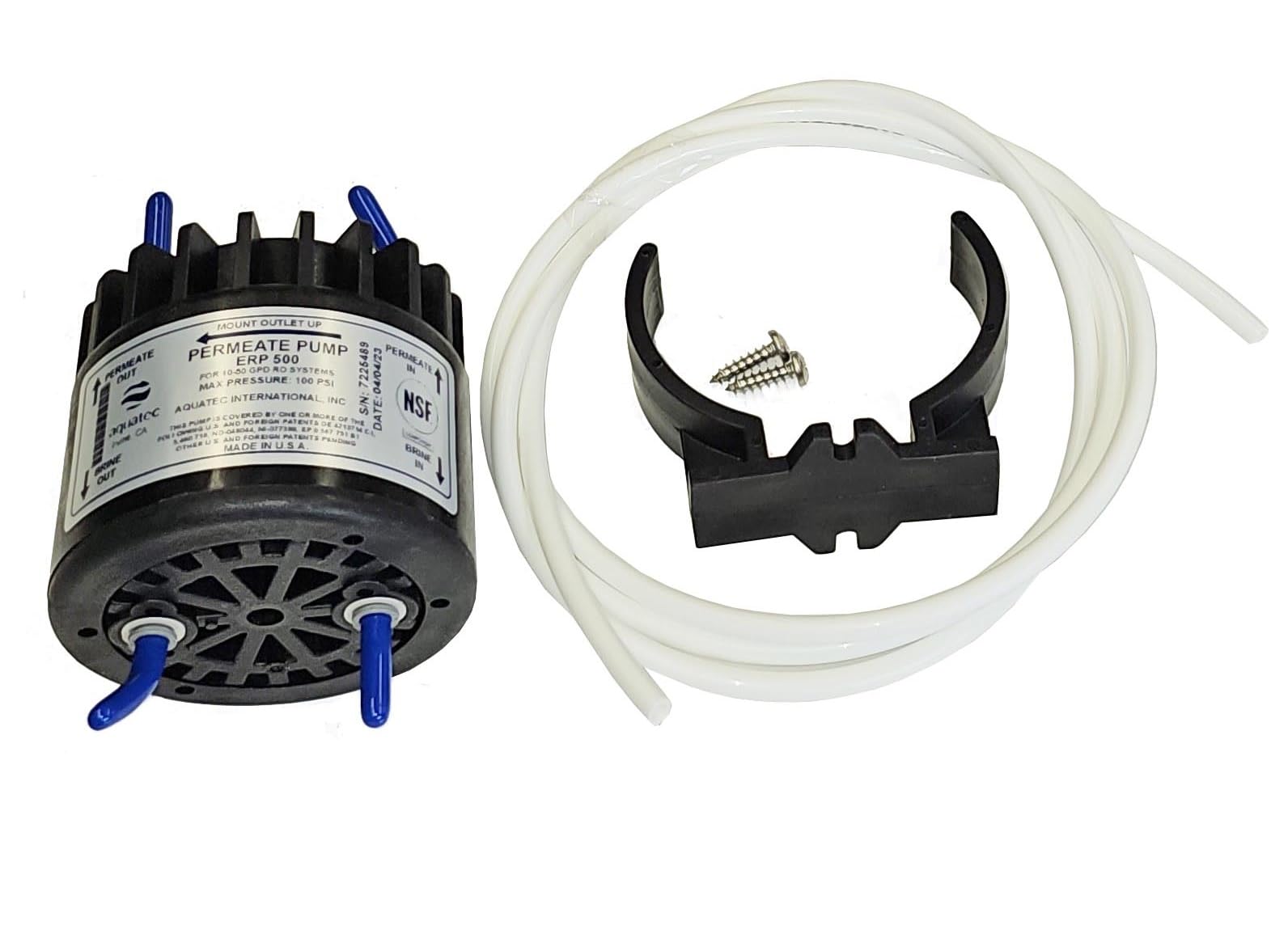 AQUATEC ERP 500 パーミートポンプ ERP500 パーミートポンプ 1/4インチJGインサート取り付け金具 クリップとネジ付き|global研究所