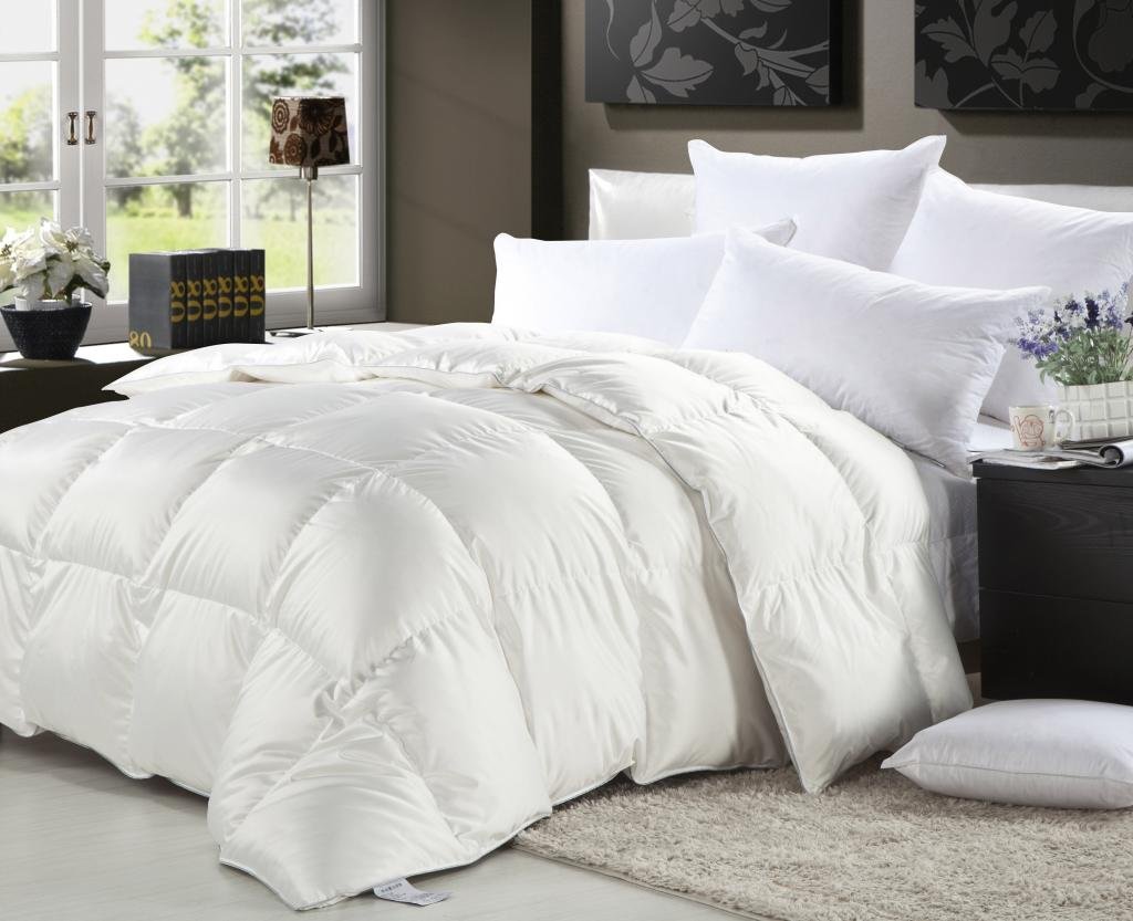 Grandeur Linens ツインエクストラロング(XL) サイズ 豪華な1200スレッドカウント シベリアグースダウン掛け布団 エジプト綿100%カバー ソリッドホワイト 750フィルパワー 50オンス