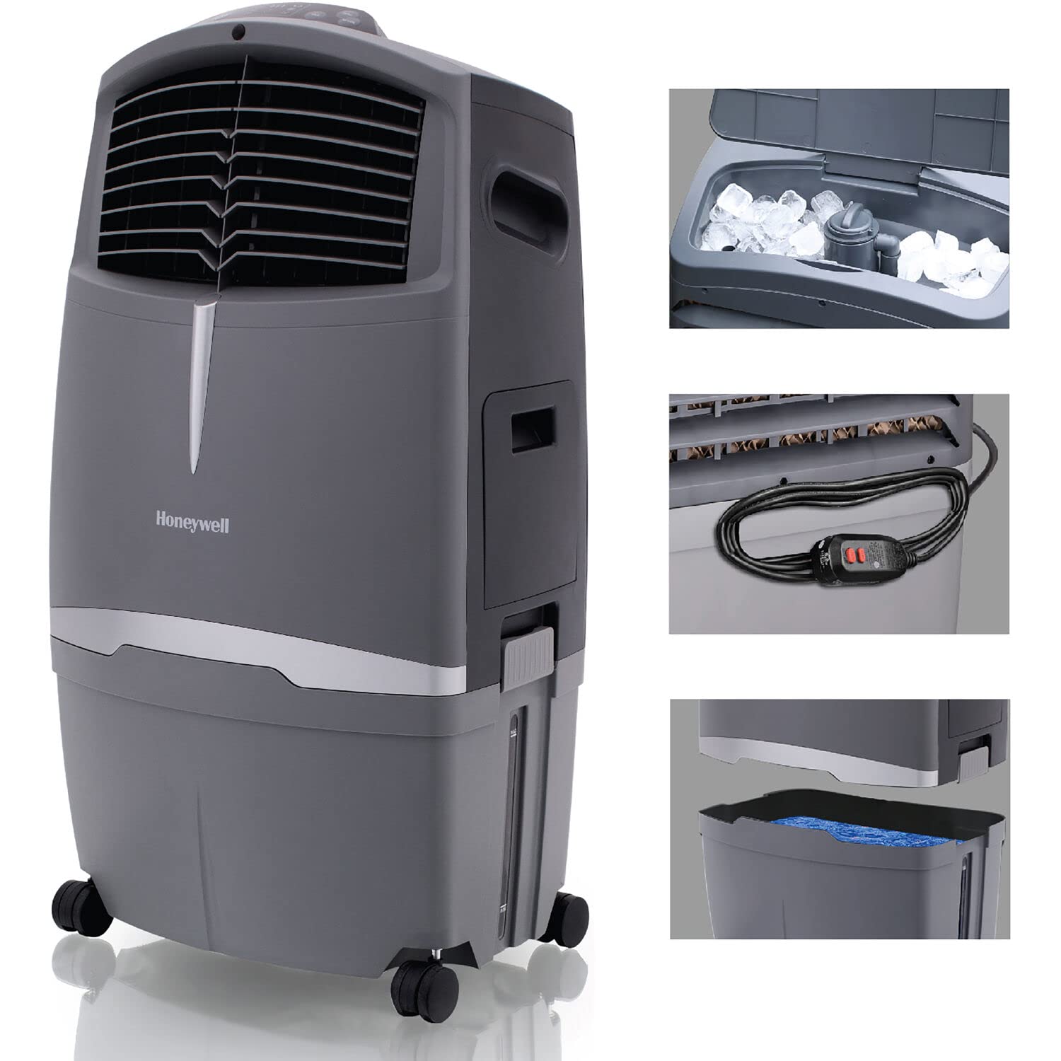 Honeywell 525 CFM Indoor Outdoor Portable Evaporative Cooler with Fan \u0026 Humidifier  Washable Dust Filter \u0026 Remote Control  CO30XE