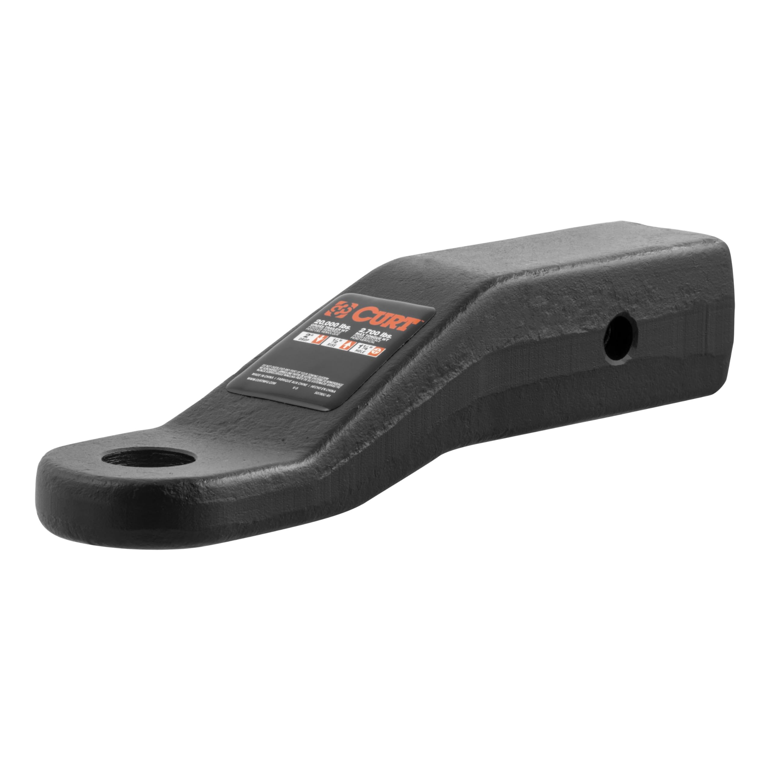 CURT 45456 業務用鍛造トレーラーヒッチボールマウント 2-1/2インチレシーバーに対応 20ポンド 1-1/4インチ穴 2インチドロップ 1/2インチライズ