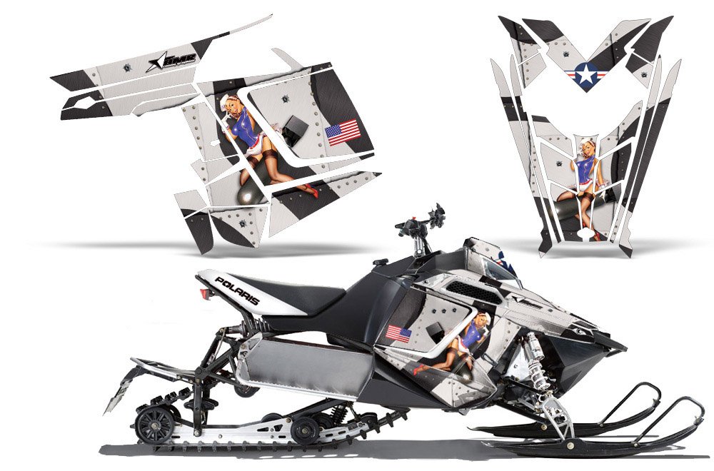 t-bomber-amrracing SledグラフィックスデカールキットFitsポラリスRMK Rush ( 2011 ? 2012 ) -black｜global研究所