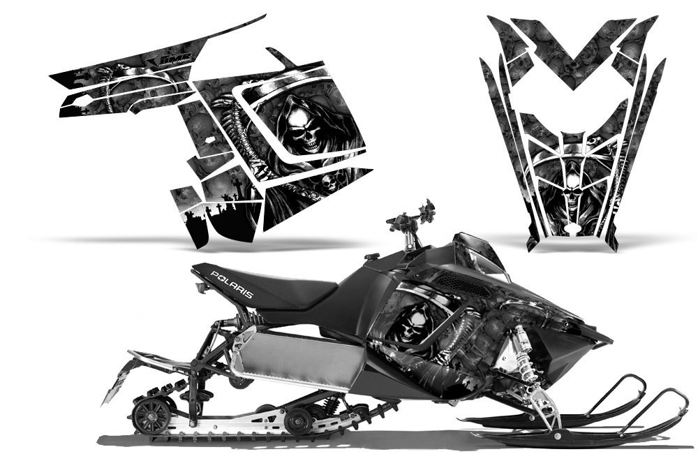 reaper-amrracing SledグラフィックスデカールキットFitsポラリスRMK Rush ( 2011 ? 2012 ) -black｜global研究所