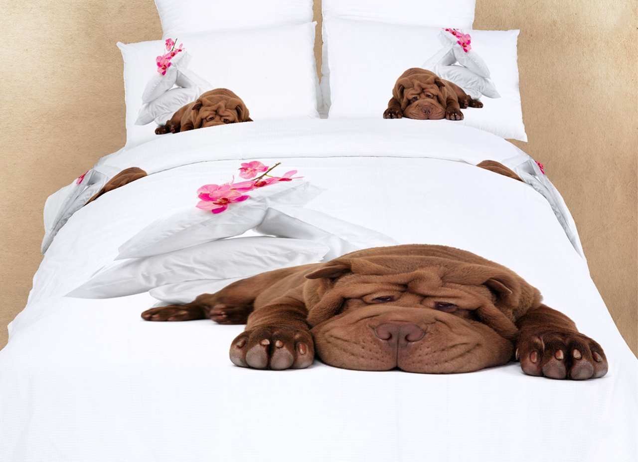 Dolce Mela DM489Q Queen Fun Design Bedding Dog Animal Print Duvet Cover Set