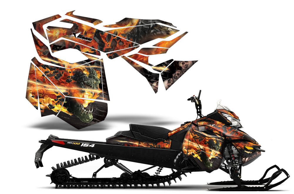 firestorm-amrracing SledグラフィックスデカールキットFits ski-doo rev-xm ( 2013 ? 2014 ) -black