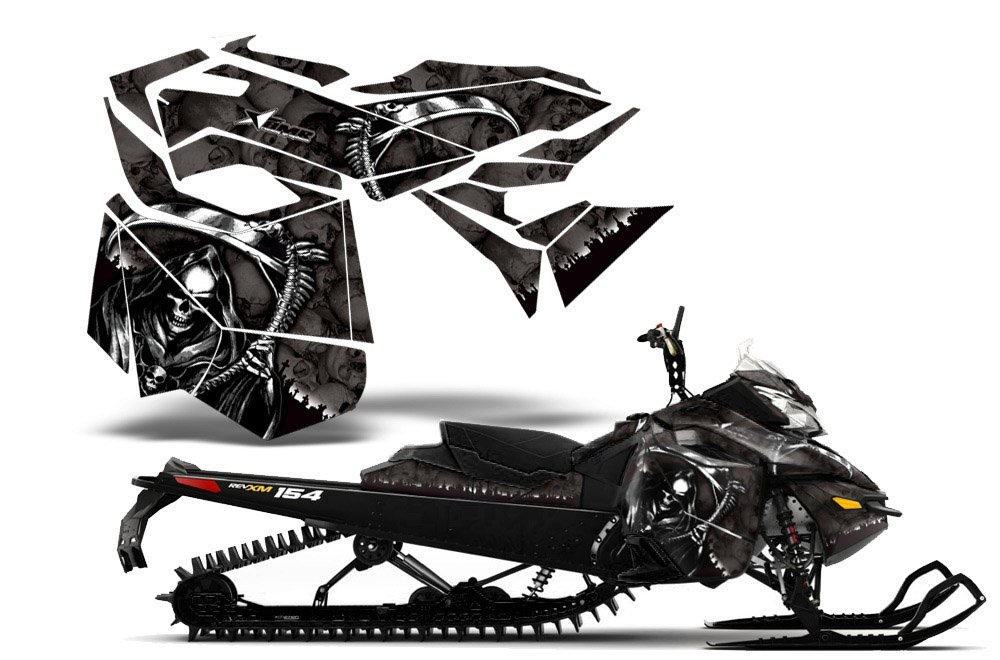 reaper-amrracing SledグラフィックスデカールキットFits ski-doo rev-xm ( 2013 ? 2014 ) -black