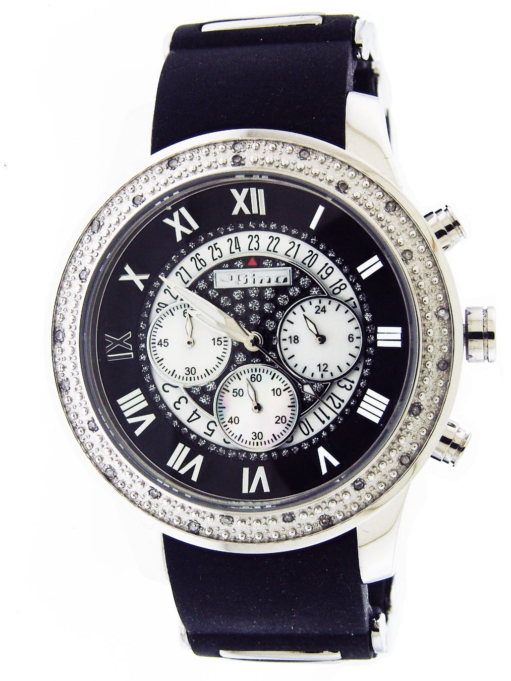 JoJino Men 's 47 mm 0.25 CT Diamond Watch mj1184ブラックバンド