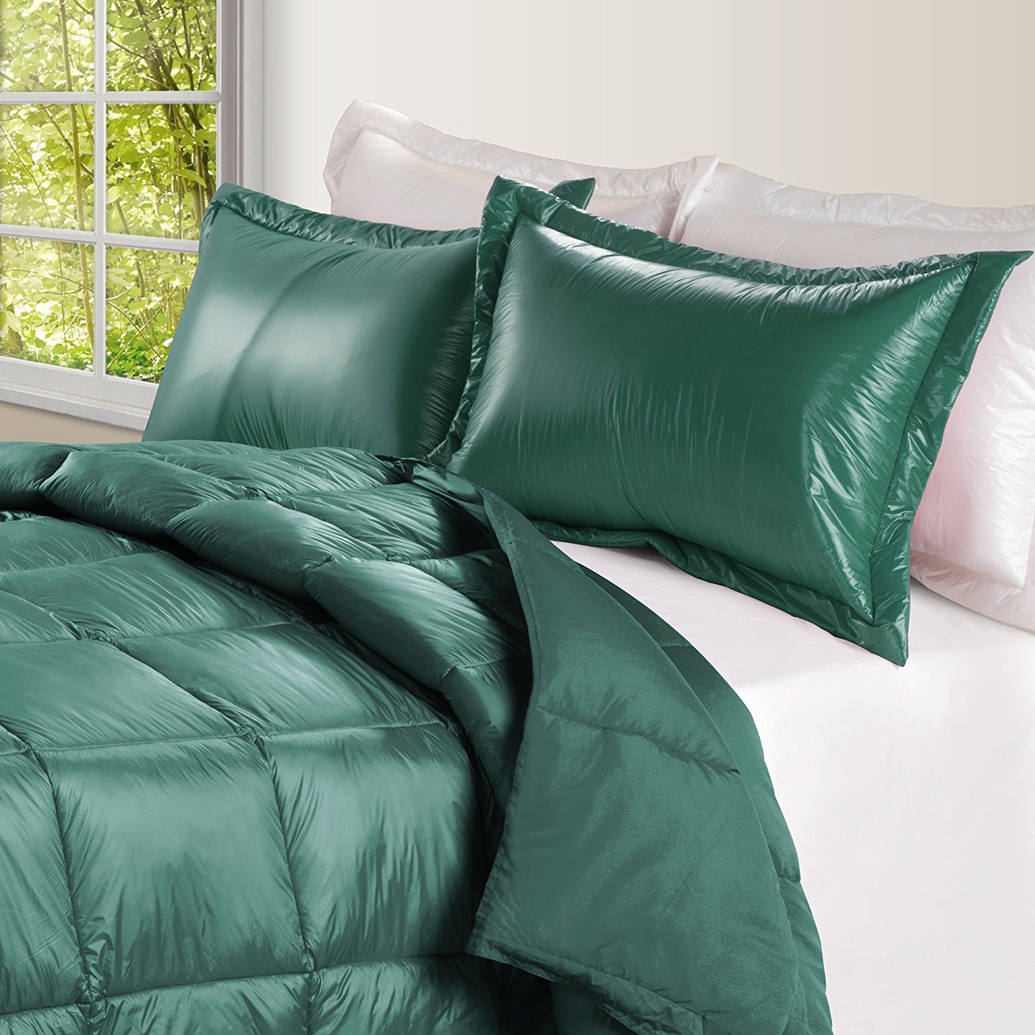 (Peacock  King) - PUFF High Loft Down Indoor/Outdoor Water Resistant Comforter with Extra Strong Nylon Cover  King  Peacock