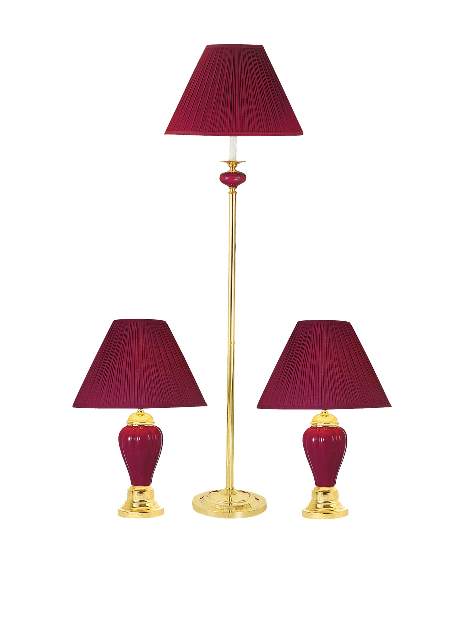 Ore International K-4101BD-31 Ceramic/Brass Table Plus Floor Lamp Burgundy Set of 3 by ORE｜global研究所 37,041円