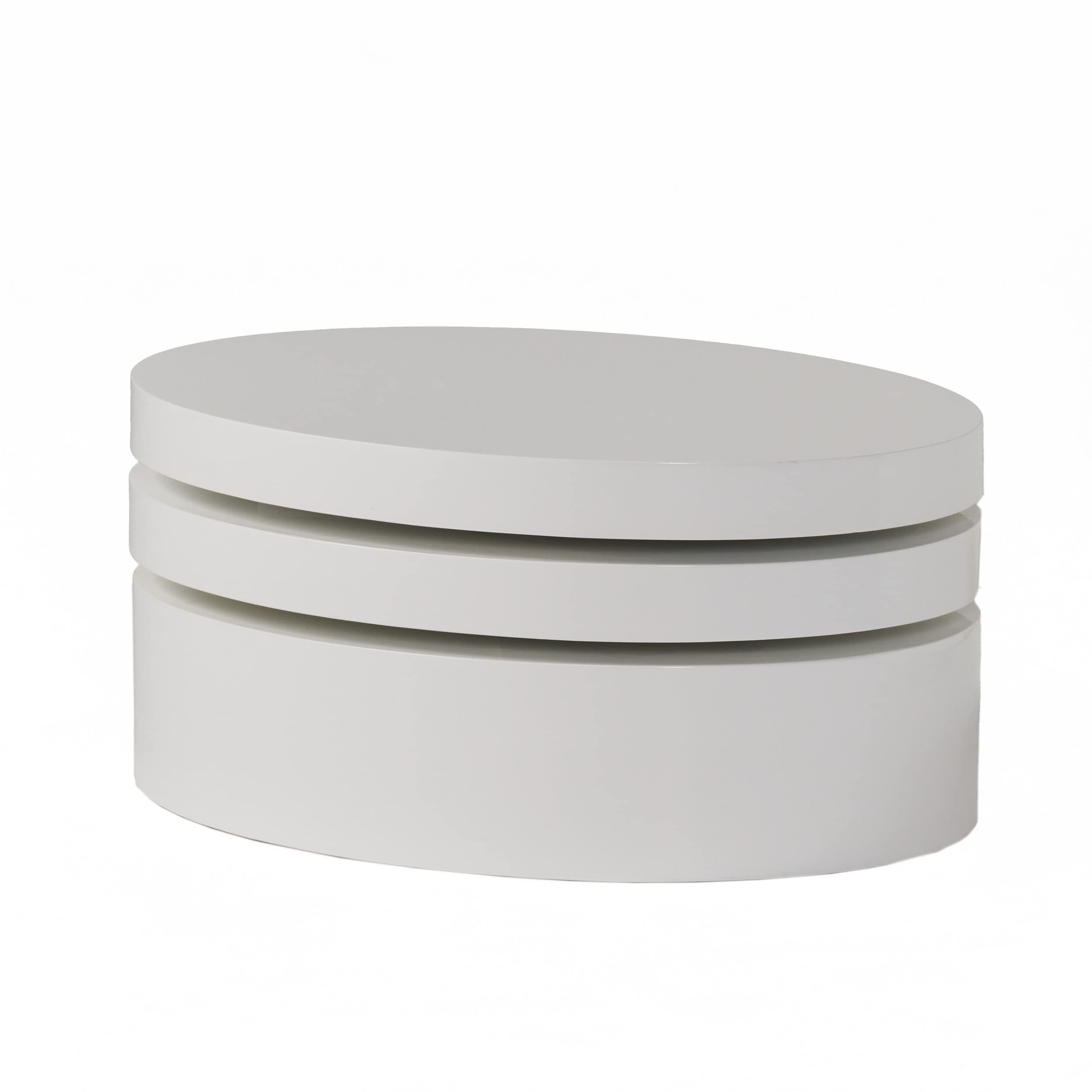 Christopher Knight Home 295367 Kendall Oval Mod Swivel Coffee Table White Hi-Gloss 141［並行輸入］｜global研究所