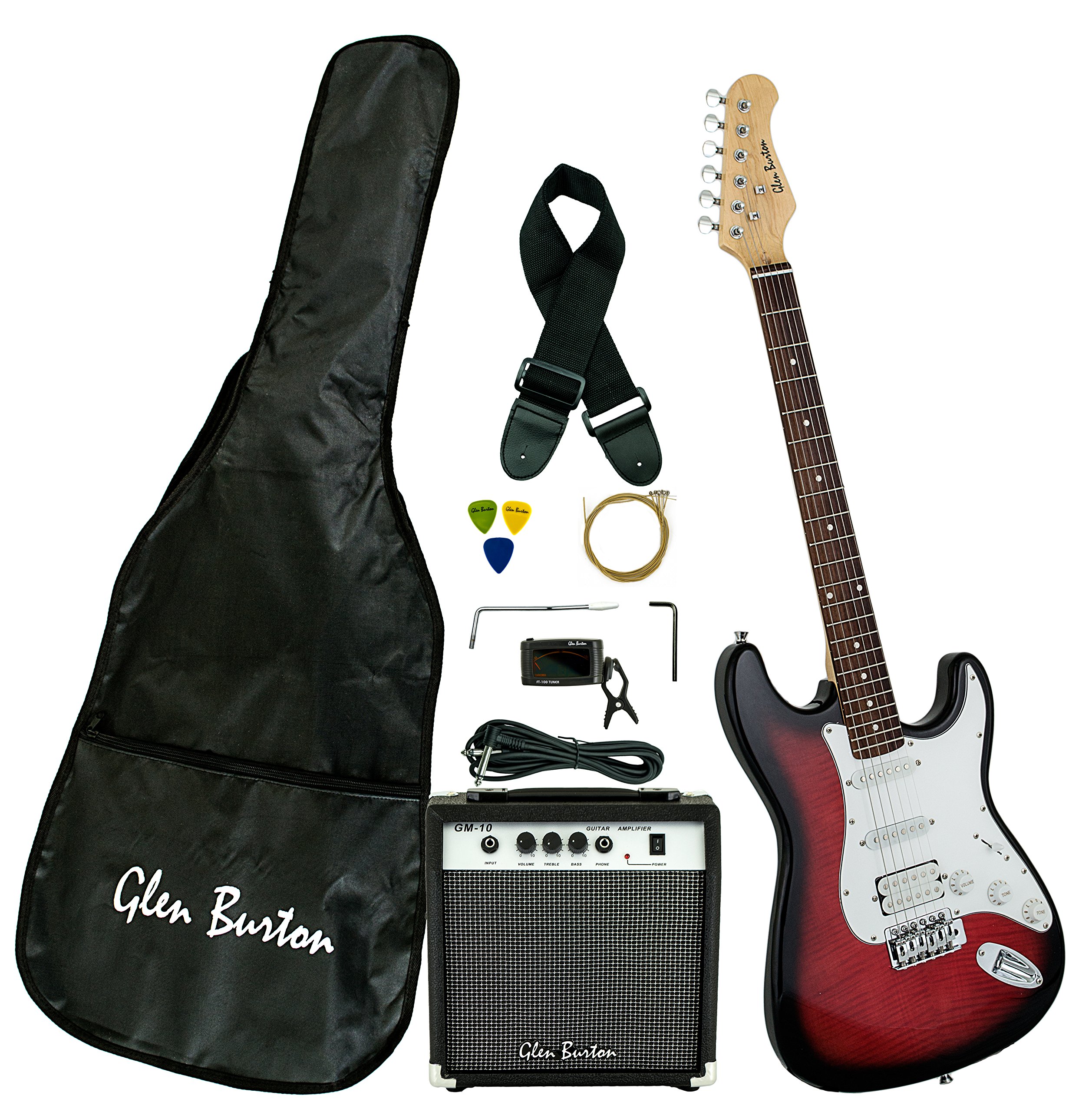 Glen Burton GE101BCO-RDS ストラトキャスター-Style エレキギター Combo with Accessories and アンプ アンプリファー Redburst エレキギター エレクトリックギター （並行輸入）