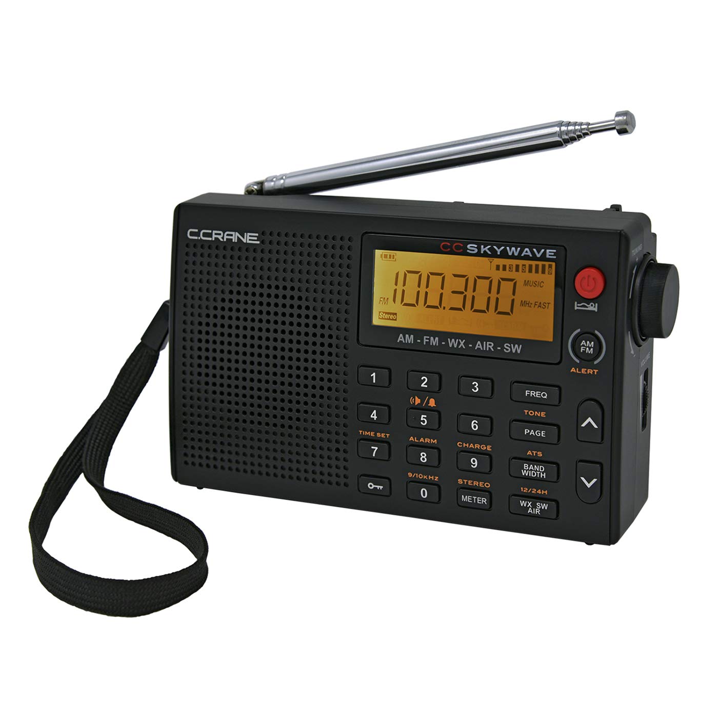 C Crane CC Skywave AM/FM/短波/天気/エアバンド ポータブルトラベルラジオ 時計とアラーム付き