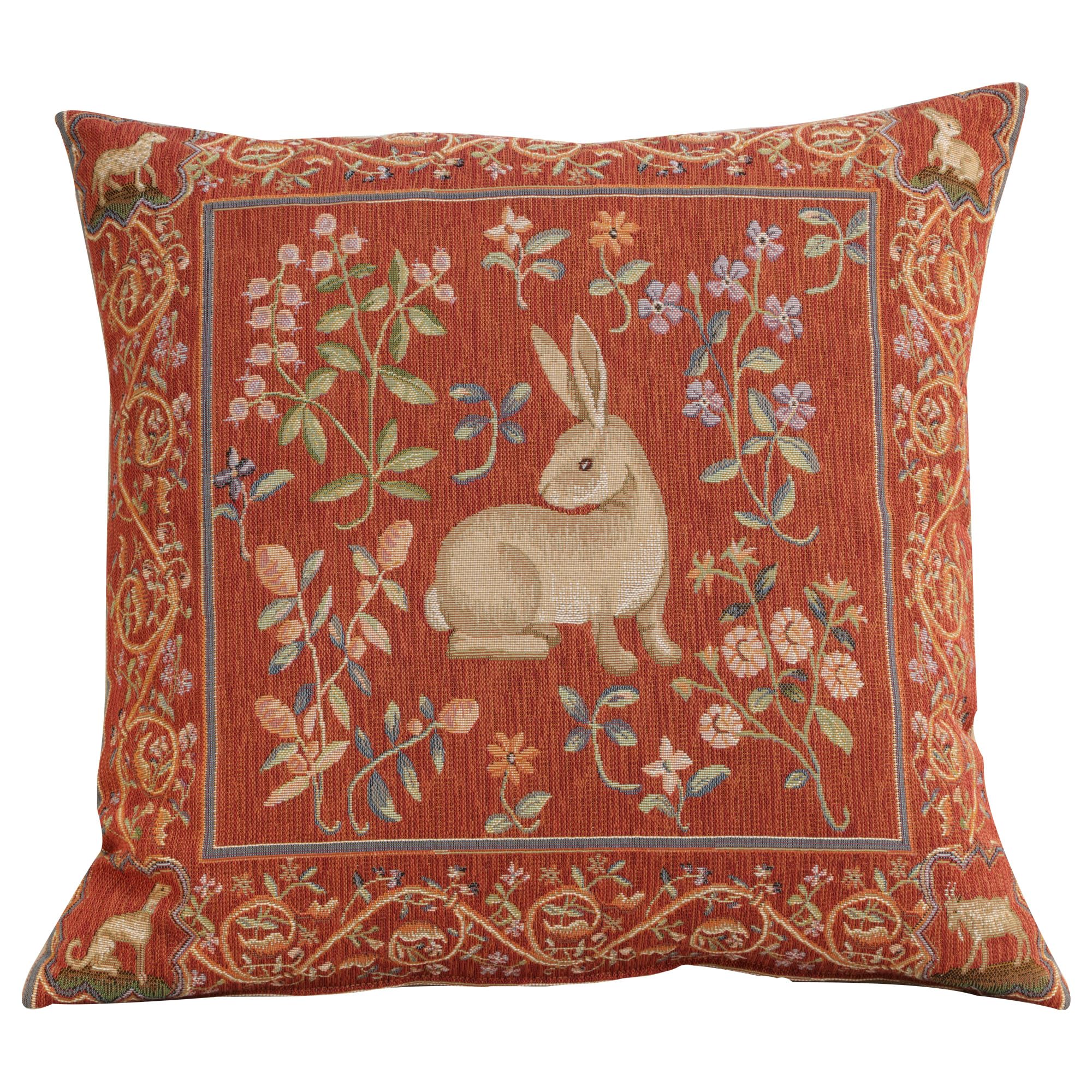 Medieval Rabbit I French装飾タペストリークッション