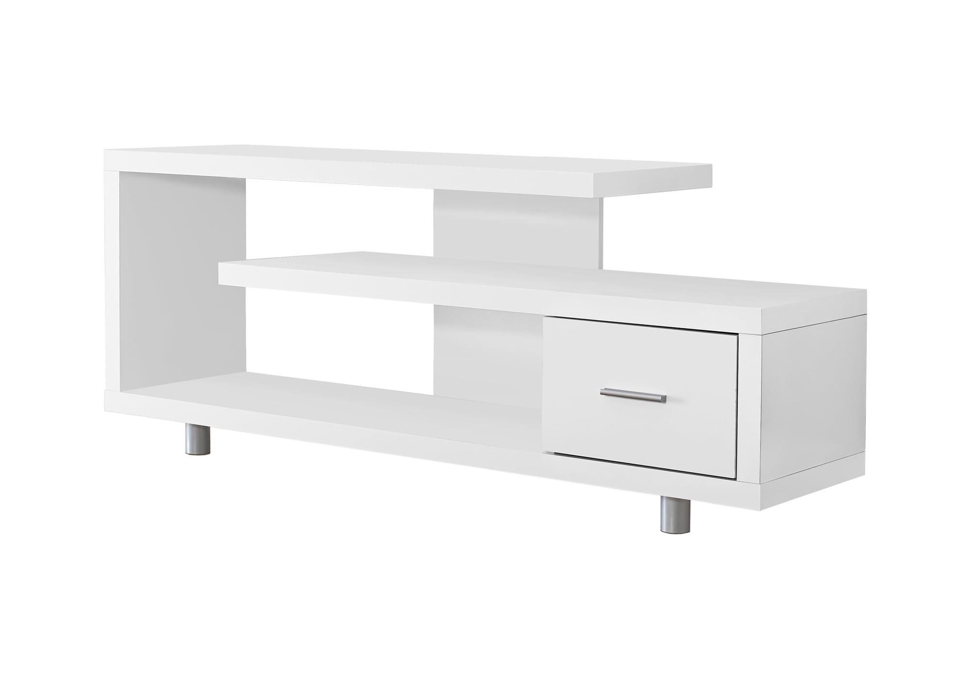 Monarch Specialties I 2573 ホワイト 引き出し1つ付き テレビスタンド 60インチ