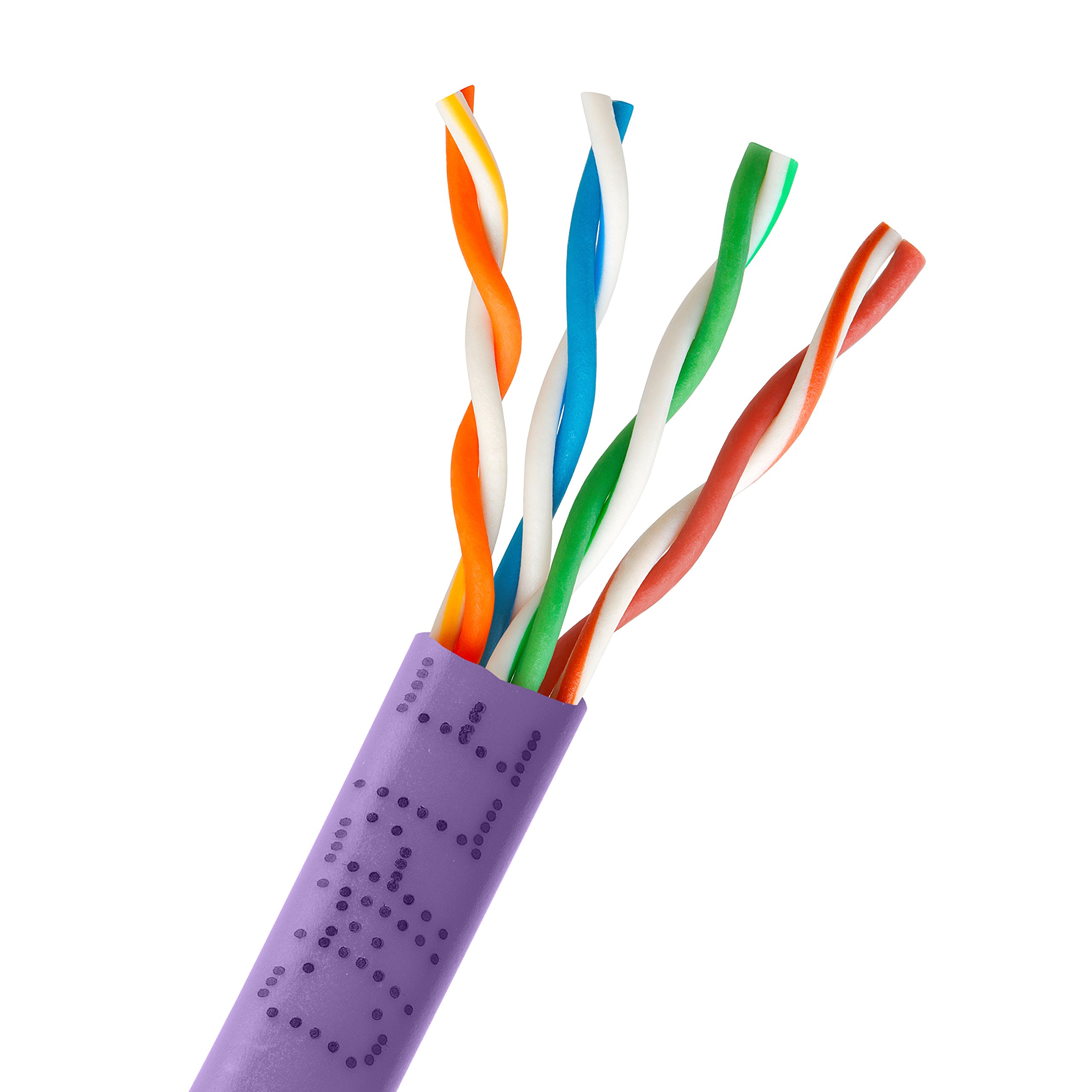 Cmple 1000フィート Cat5E 24AWG バルクインウォールイーサネットケーブル 350MHz、裸銅 - パープル