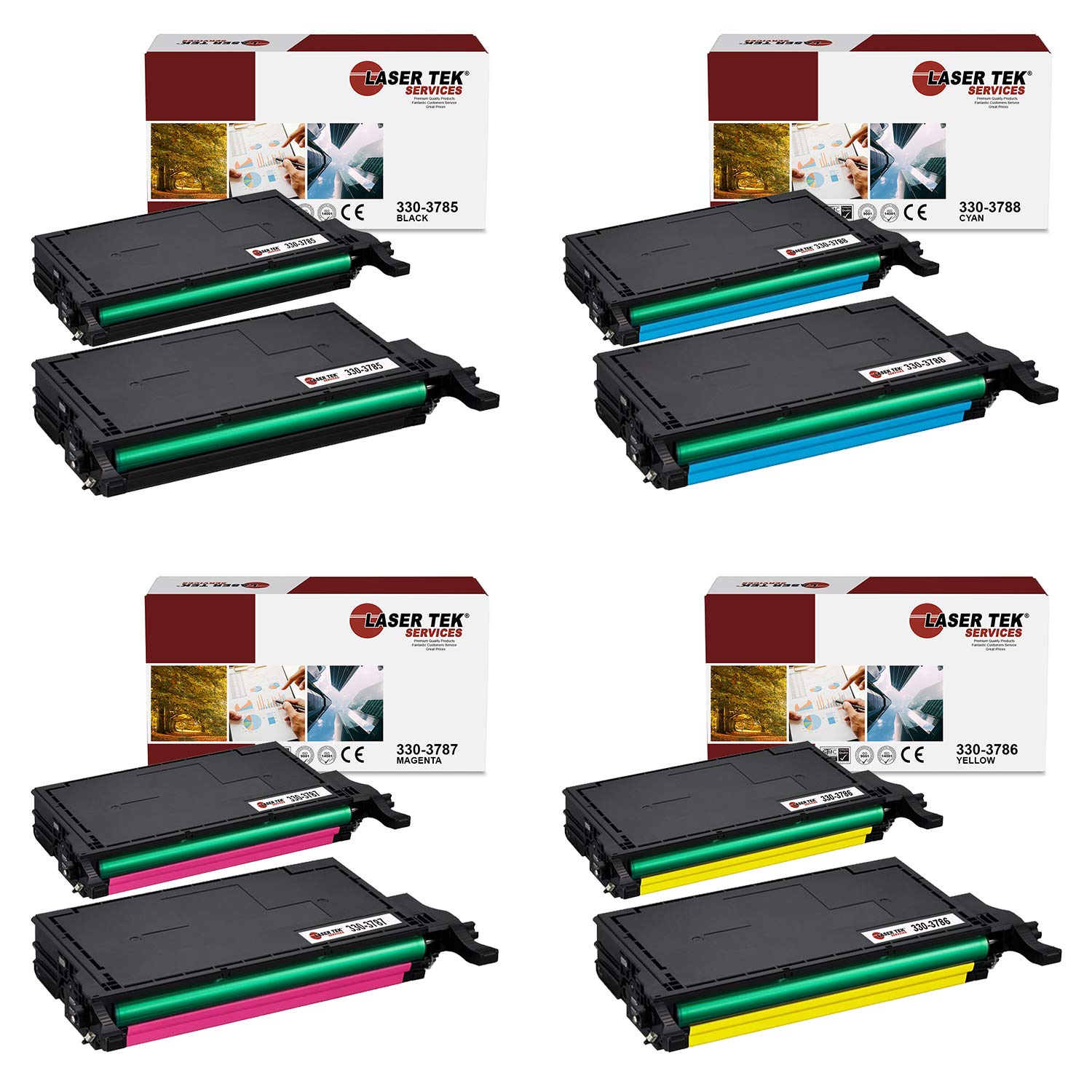 レーザーTekサービス? 8pk互換交換用デル2145トナーカートリッジ( 2ブラック330 ? 3789、2シアン330 ? 3792、2マゼンタ330 ? 3791、2イエロー330 ? 3790 ) for Dellカラーレーザーでの使用2145 CN