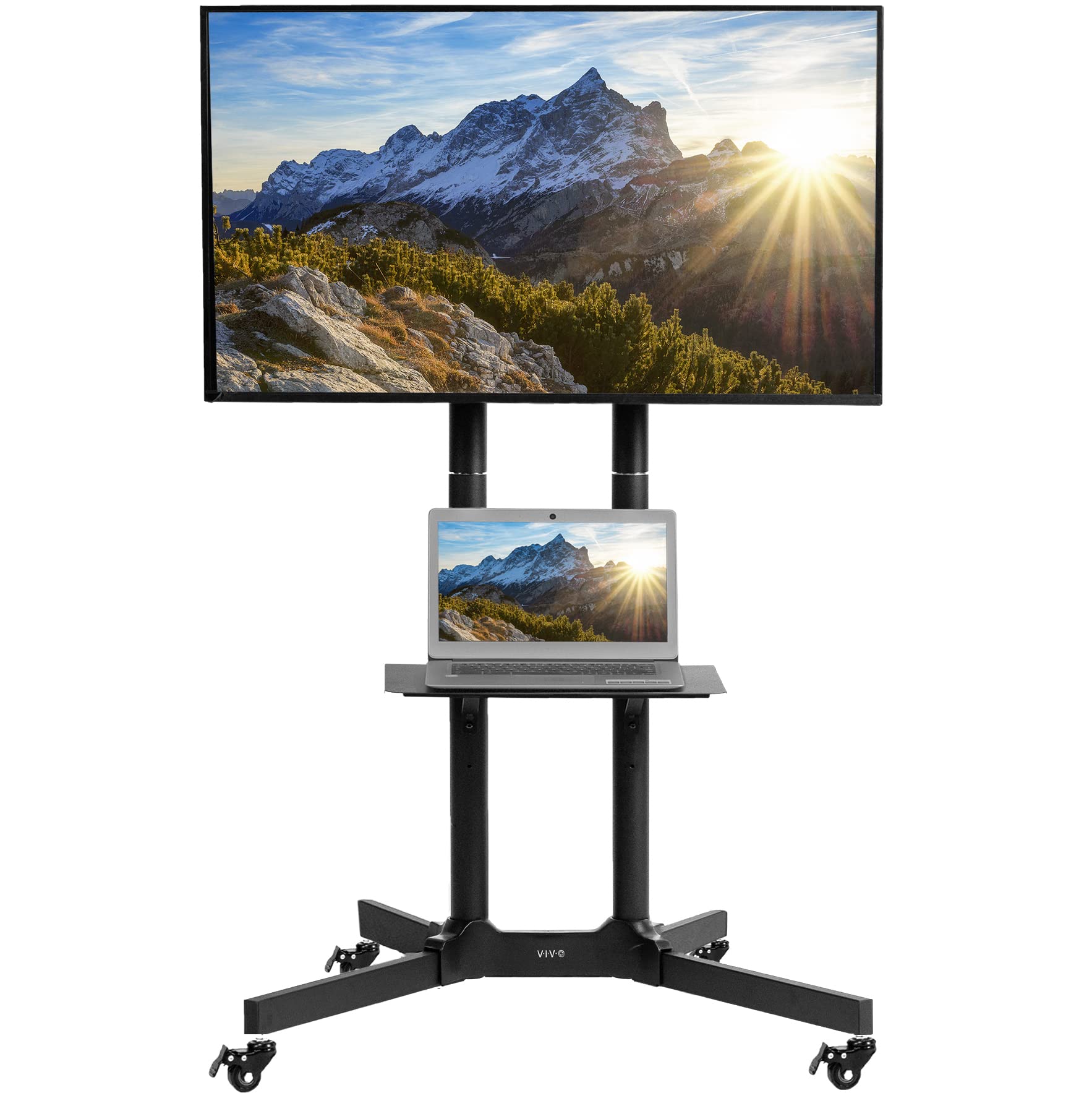 VIVO (ヴィーヴォ) テレビカート LCD LED プラズマ フラットテレビパネル スタンド キャスター付き 可動式 32インチ?65インチのテレビ対応