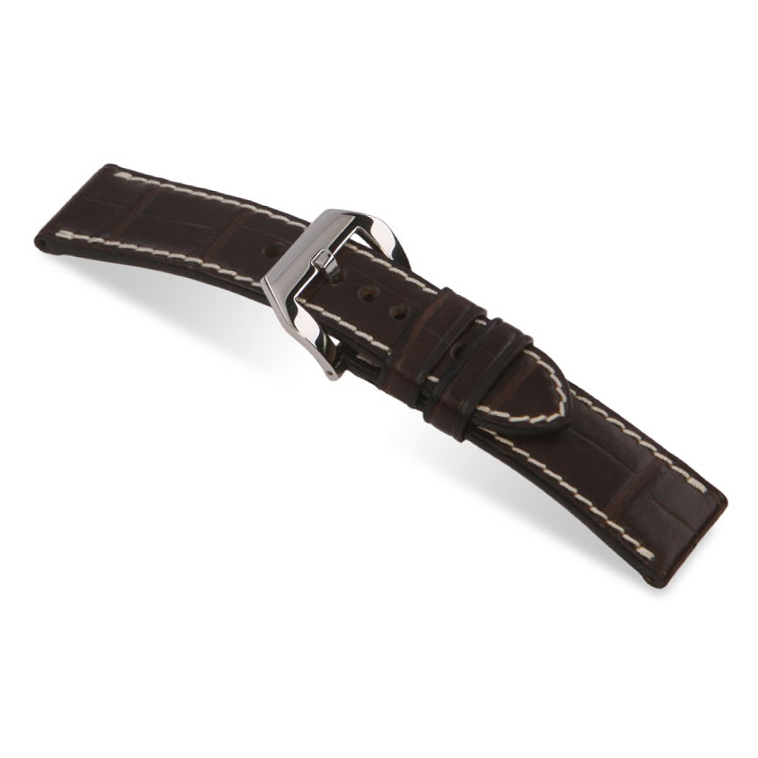 rios1931 Modena ? Genuine Alligator Watch Band with Attached pre-v Buckle for Panerai Watches 115 x 75 24x22mm モカ