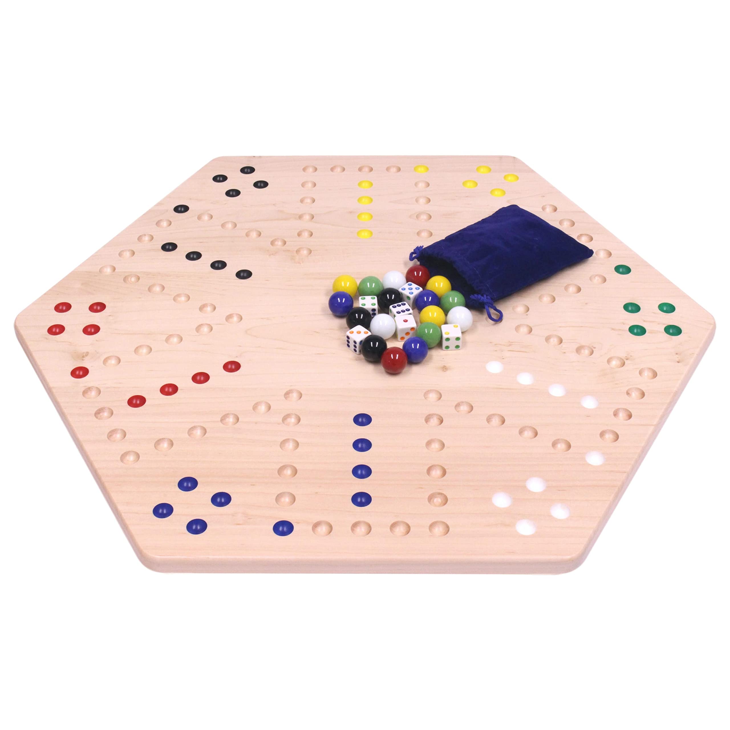 Large Maple Hand-Painted 24 Wooden Aggravation Game Board  Double-Sided