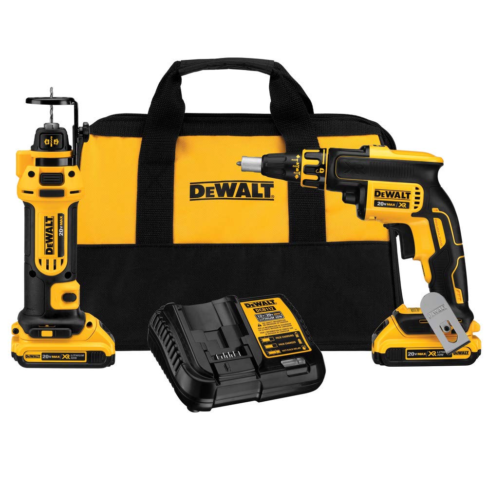 DEWALT DCK263D2 20V MAX XR Li-Ion Cordless Drywall Screwgun and Cut-out Tool Kit画像