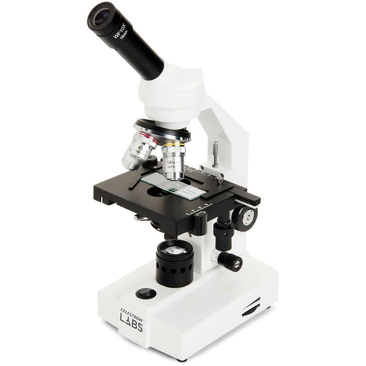 Celestron コマーシャル2000CF Compound Microscope w/40x - 2000x power  mechanical stage  Abbe condenser  4 Fully achromatic objectives  10x and 20x eyepieces  course and fine focus  10 prepared slides  3 color filters  emersion oil by Celestron