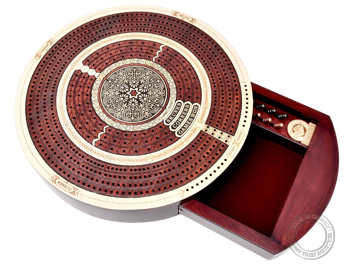 House of Cribbage ? 丸型4貨物自動車年代順の連続クリベッジボード メープル/ブラッドウッド 見せかけ引き出し\u0026プレイス付き添い人 毛長鼬 隅っこ\u0026競り合い勝ちえる用