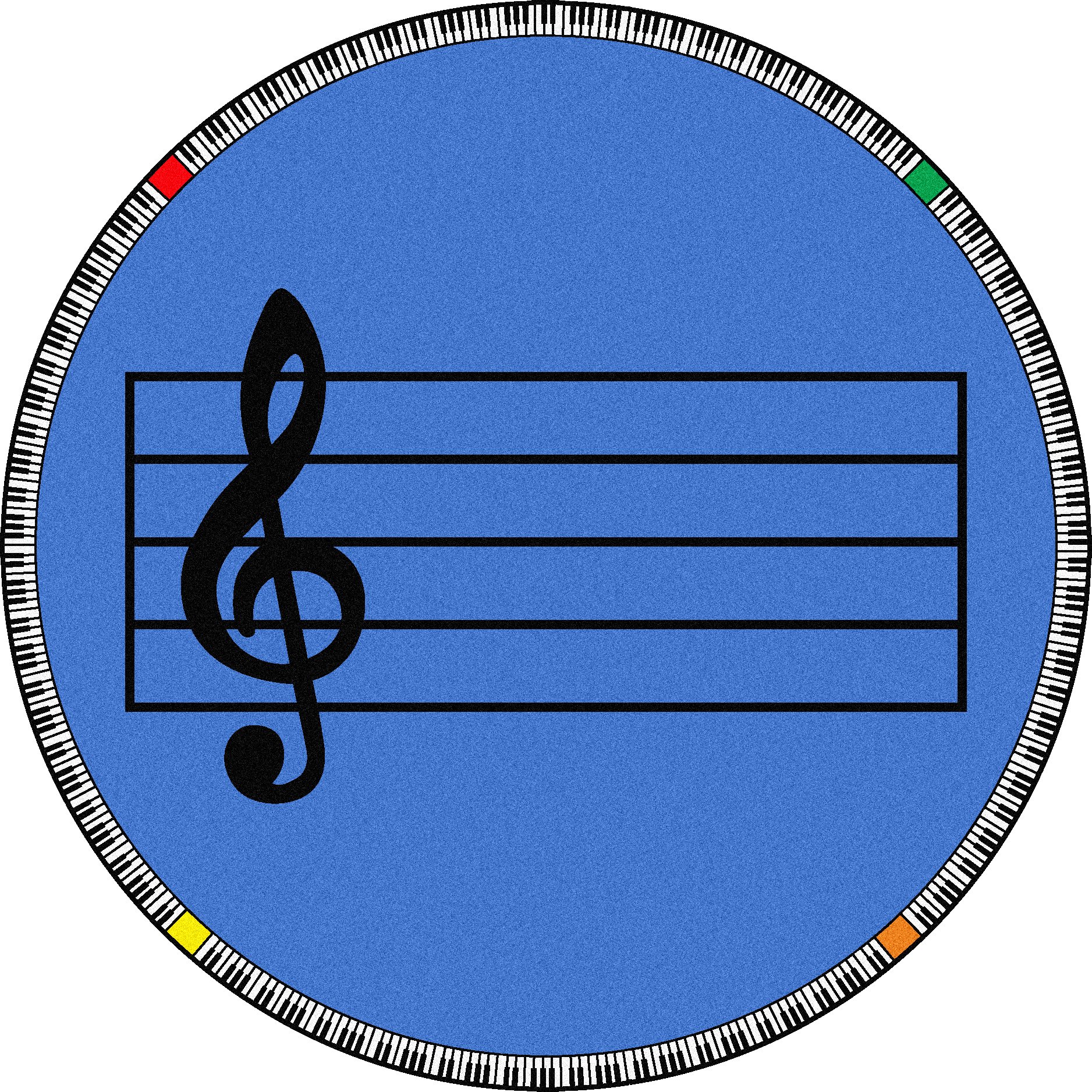 Joy Carpets Kid Essentials Music \u0026 Special Needs Round Play Along Rug  Blue  7\u00277 by Joy Carpets