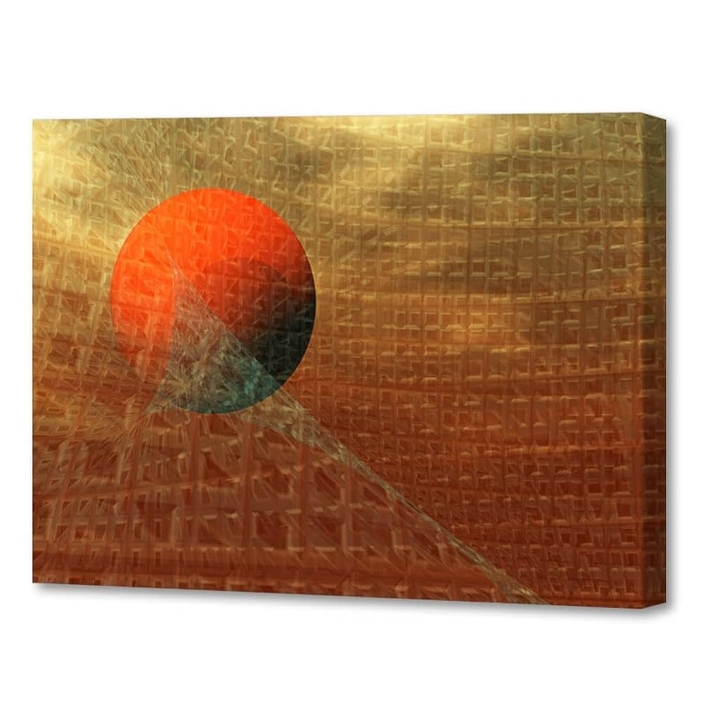 Menaul Fine Art 円形劇場 押さえる版美術細工物 30 x 24in 赤いこと/オレンジ色/ベージュ/ゴールド黄色