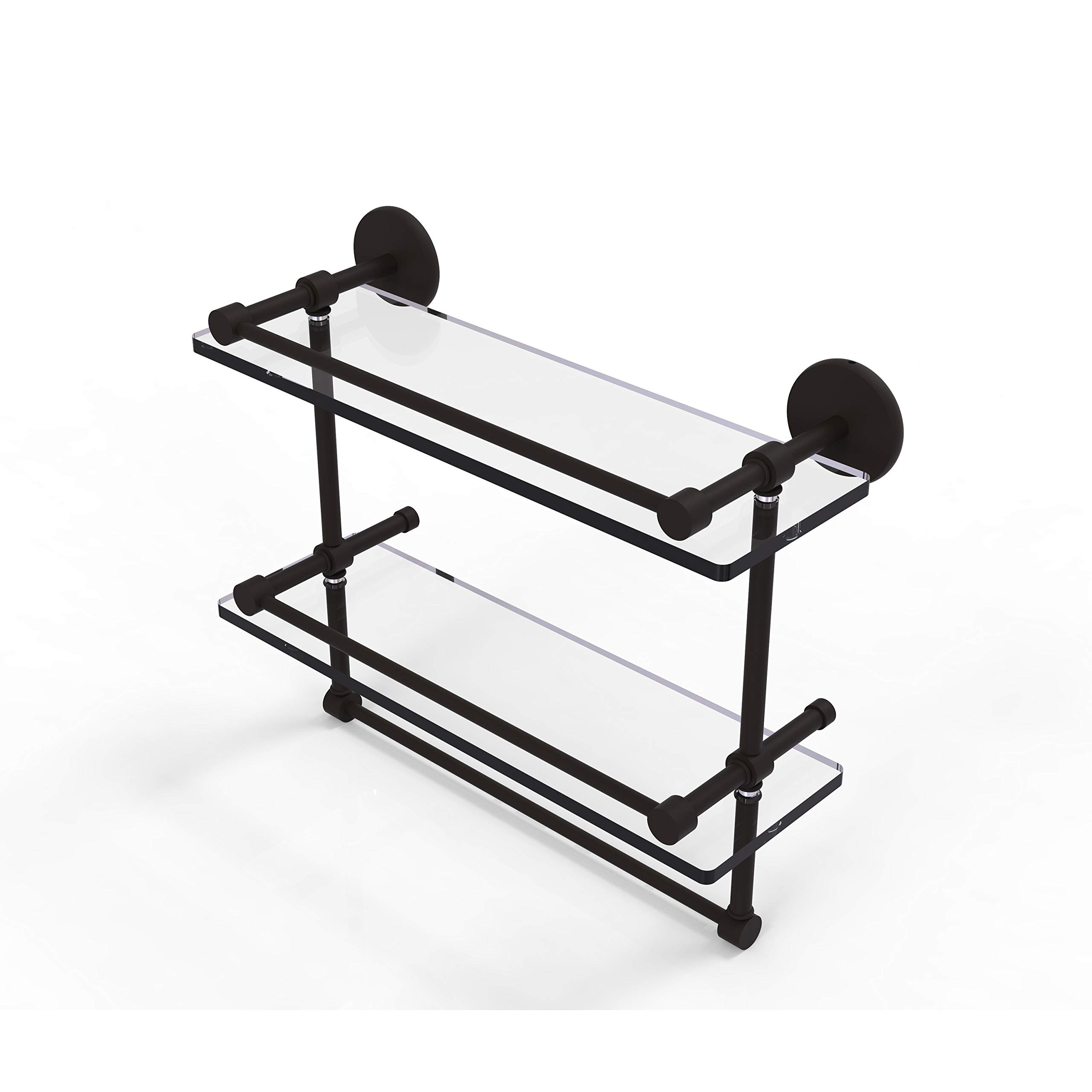 Allied Brass P1000-2TB/16-GAL-ORB 16 Inch Gallery Double Towel Bar Glass Shelf Oil Rubbed Bronze|global研究所