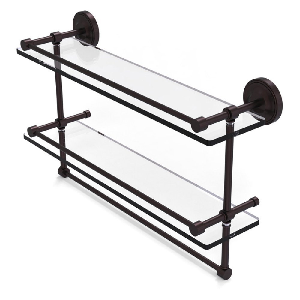 22 Inch Gallery Double Glass Shelf with Towel Bar - PRBP-2肺結核/22-GAL-ABZ