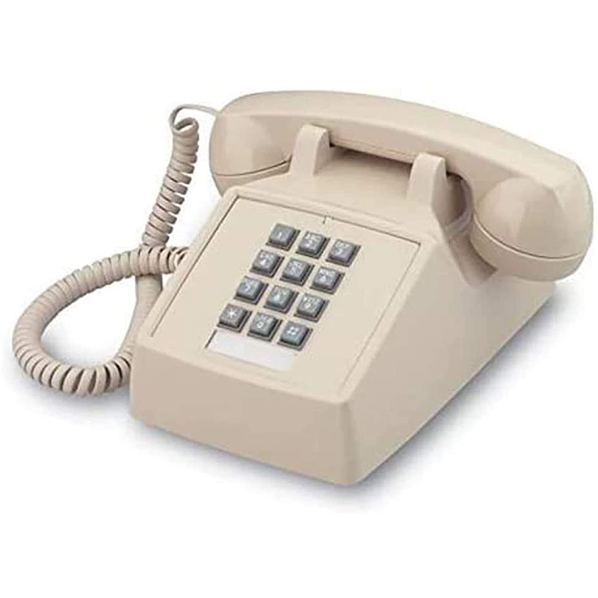Single Line Classic 2500 アナログデスクフォン ボリュームコントロール付き PBX 受話器とラインコードに対応 2ポート ベージュ/アッシュ
