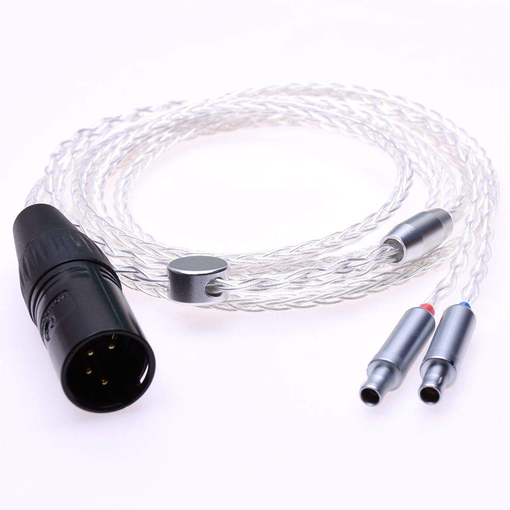 4 - Pin Balanced 2.5 M ( 8フィート ) DIY hi-end 5 N PCOCCシルバーメッキヘッドフォンアップグレードケーブルfor Sennheiser hd800受話器