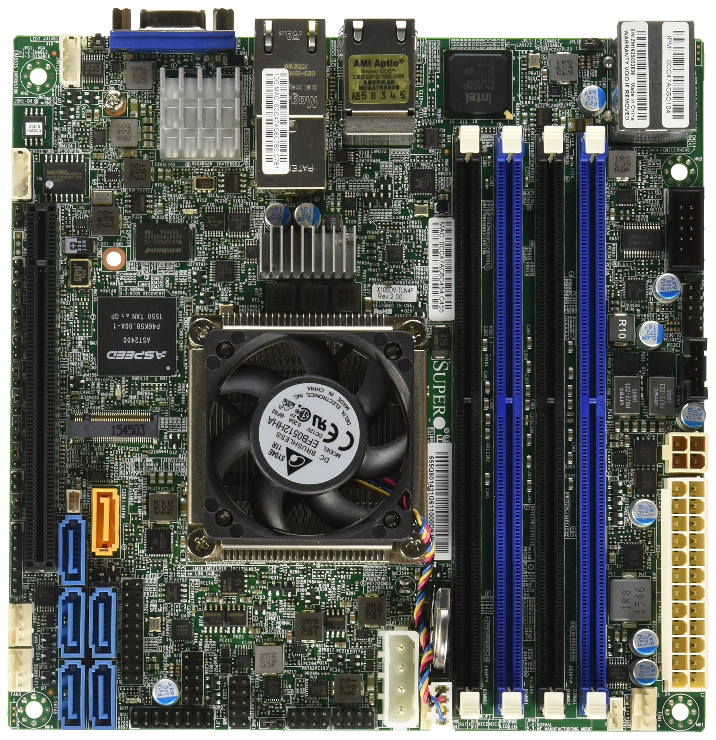 Supermicro Mini-ITX 2133/1866/1600MHz ECC DDR4 シングル ソケット FCBGA 1667 マザーボード X10SDV-TLN4F-O