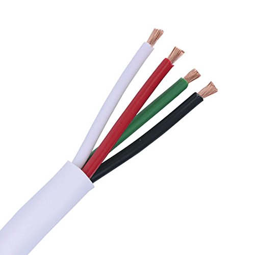 50フィート 16 AWG Ga バルク4コンダクター壁スピーカーケーブル ホワイト プログレード オーディオデジタルスピーカー 撚り銅 高ストランド数 PVCジャケット UL認証済み 壁内フレキシブル信号転送