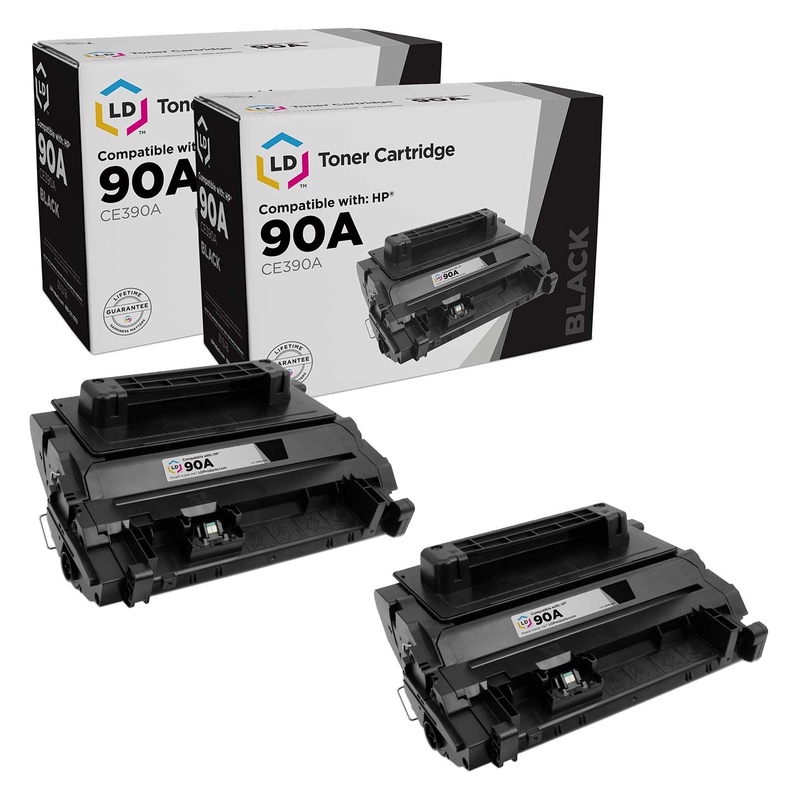 LD Products 取り替えっこトナー取り替えっこ用 HP 90A CE390A用 黒いこと 2個容器に並べる