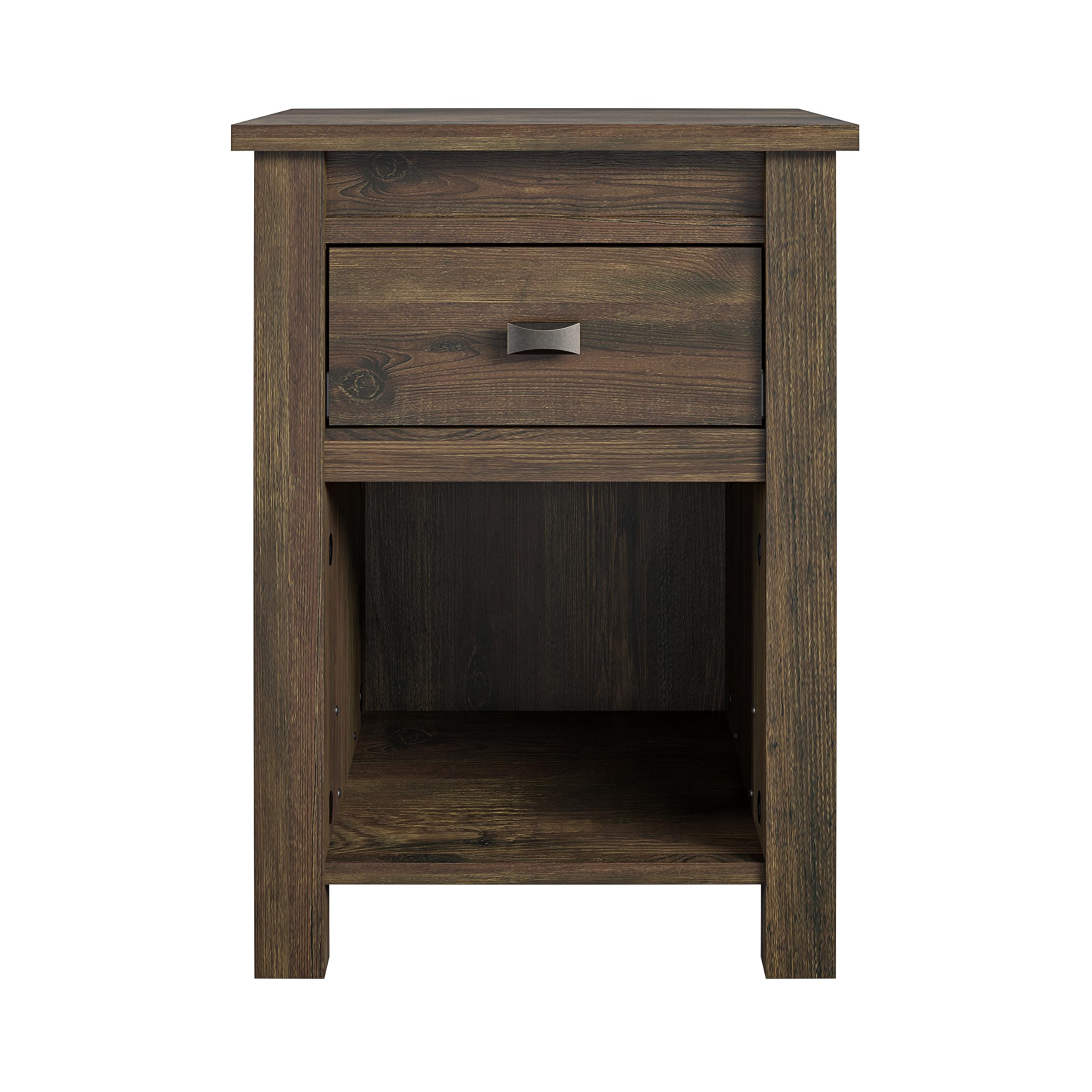 Ameriwood Home ファーミントン カントリー表現スタイル ナイト爵照明ランプ 物置きの部屋の入り口ひな型 つつみ隠し抽き出しとオープンキャビー テクスチャード風化ミディアムブラウン完成