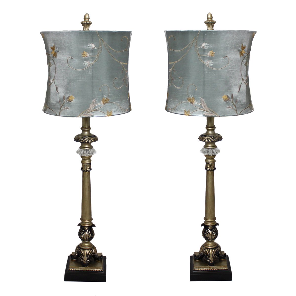 Urban Designs Handcrafted Table Lamp with Blue Golden Vines Shade (Set of 2) by Urban Designs|global研究所