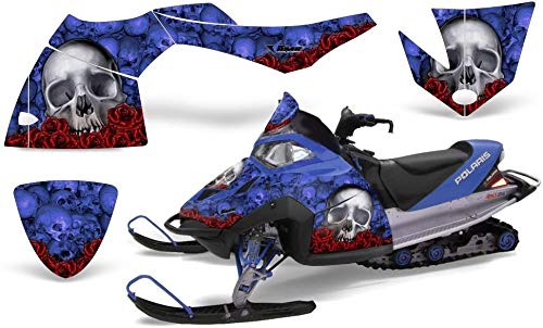 AMR Racing スノーモービルグラフィックキットステッカーデカール ポラリスフュージョン2005-2007相応う - ボーンコレクターブルー