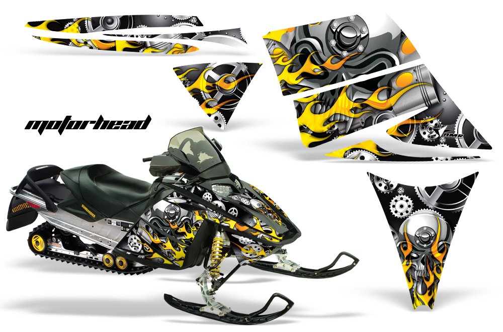AMR Racing スノーモービルグラフィックキット ステッカー デカール Ski-Doo Rev 2004-2012対応 - モーターヘッドブラック|global研究所