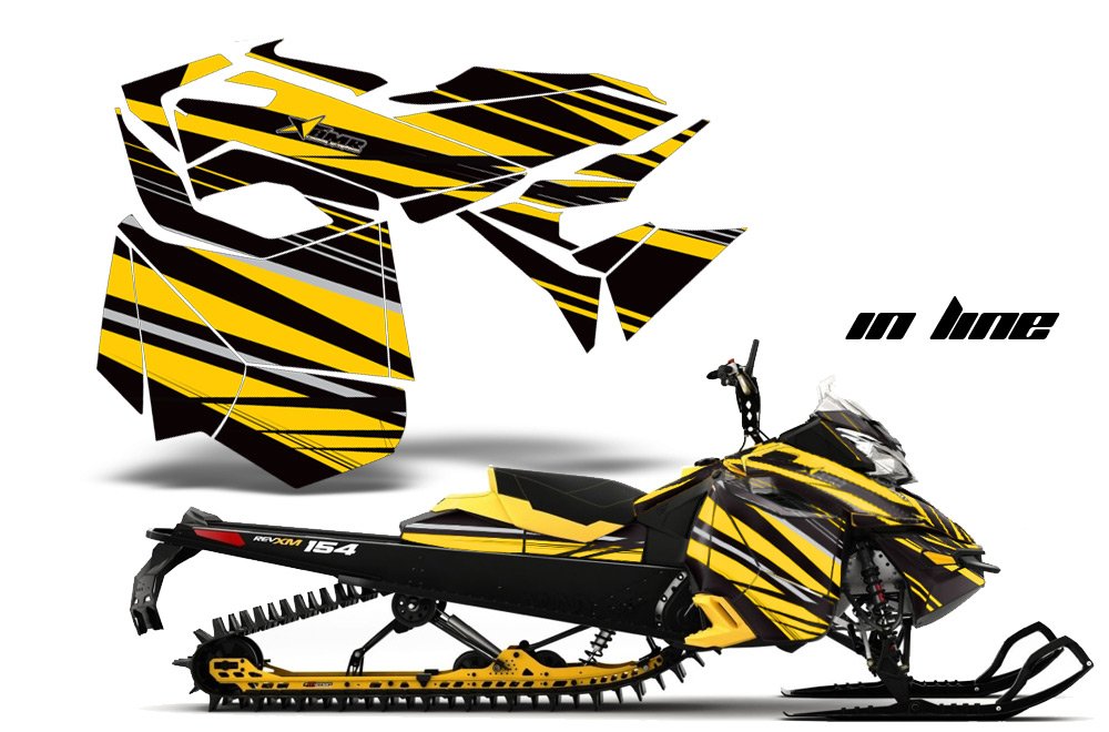 AMR Racing スノーモービルグラフィックキット ステッカー デカール Ski-Doo Rev XM Summit 2013-2016相応う - インライン黄色